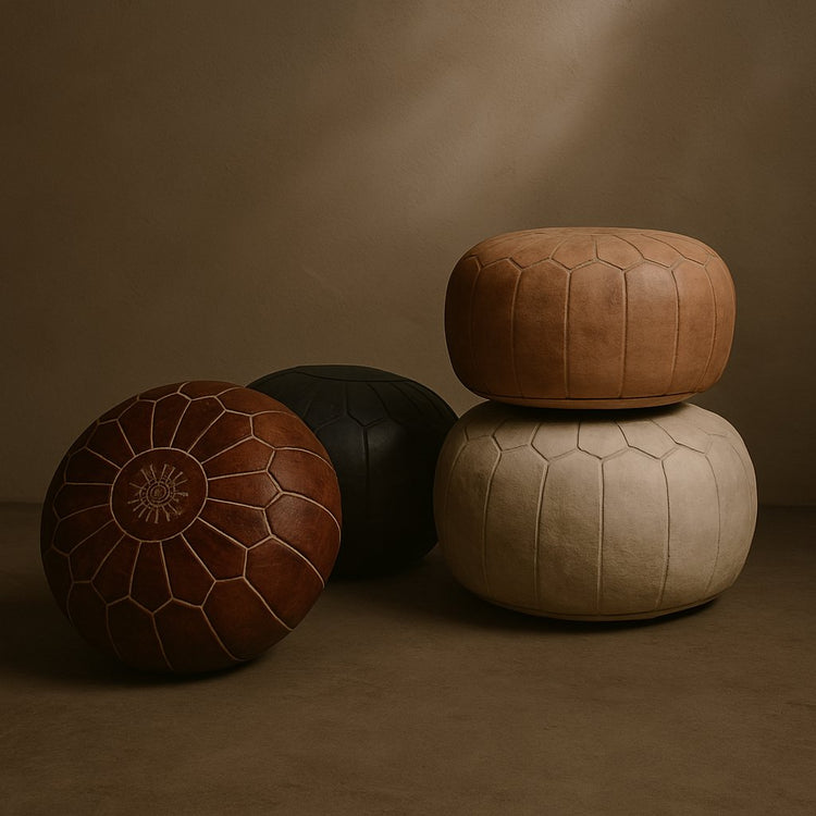 Leather Pouffes